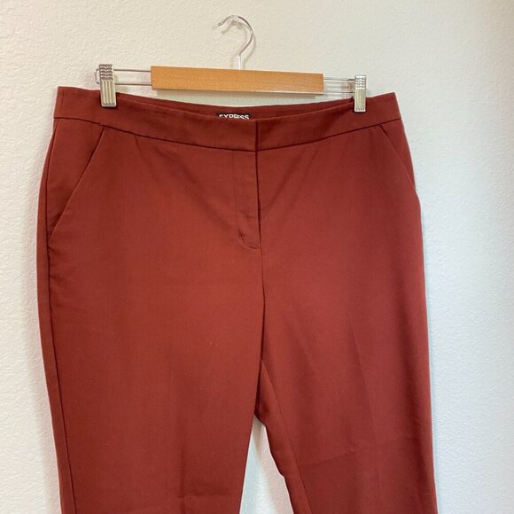 Express Mid Rise Columnist Ankle Pant In Rust Brick Red Size 14 - Picture 3 of 8